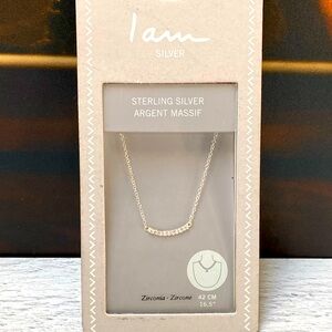 NIB I am Silver Argent Massif Zirconia Sterling Silver Necklace